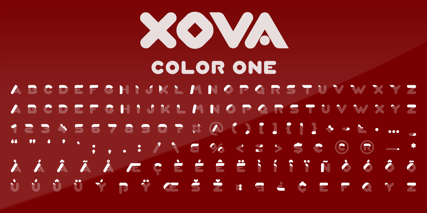 Beispiel einer Xova Layered COLOR FOUR-Schriftart